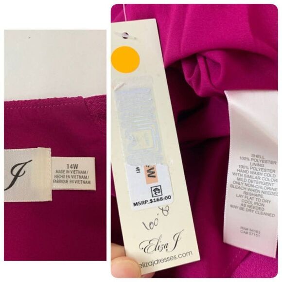 Eliza J Crepe Fit & Flare Swing Midi Dress Plus Size 14W Fuchsia Pink $168 - Picture 6 of 12